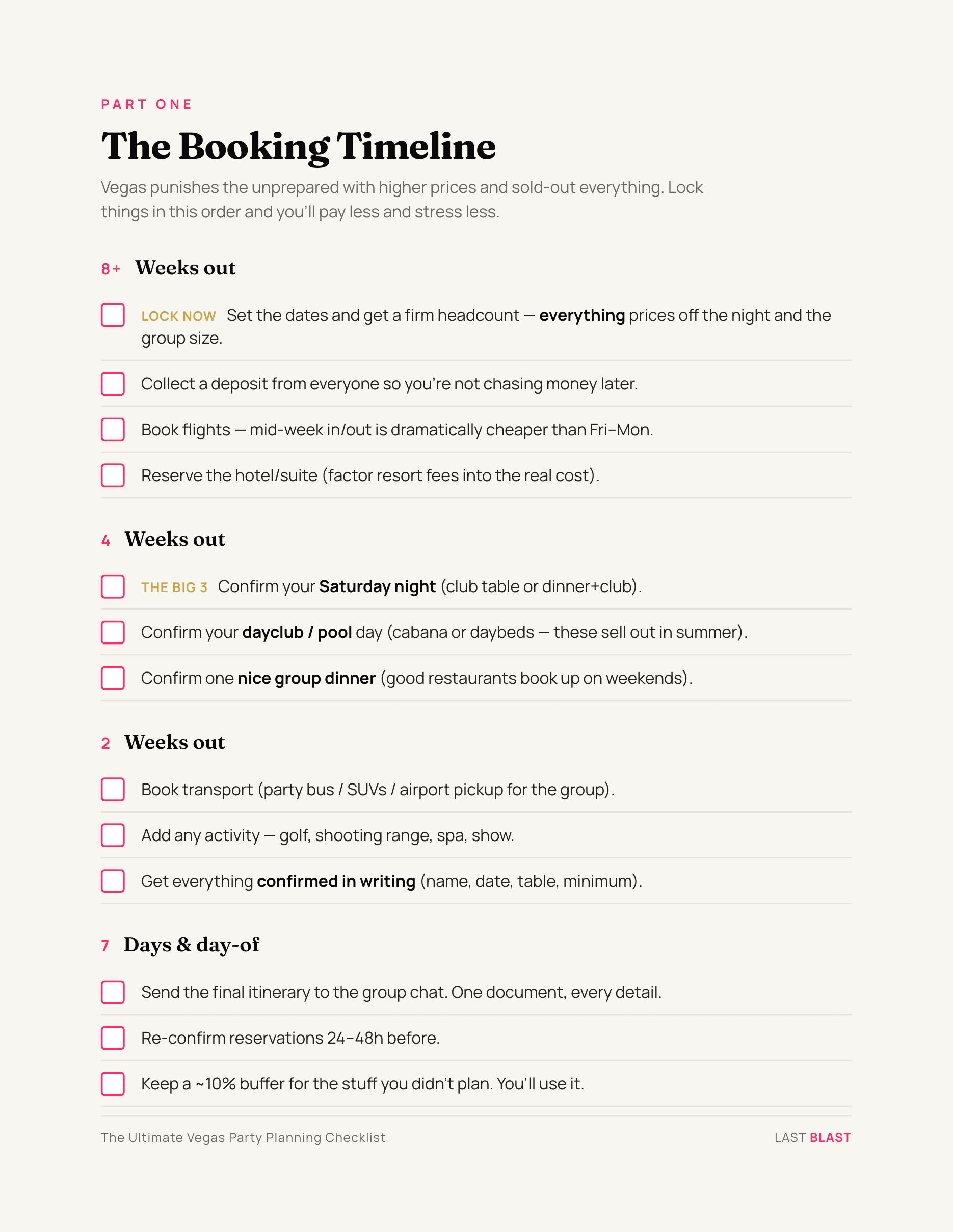 Vegas Party Planning Checklist — cover page